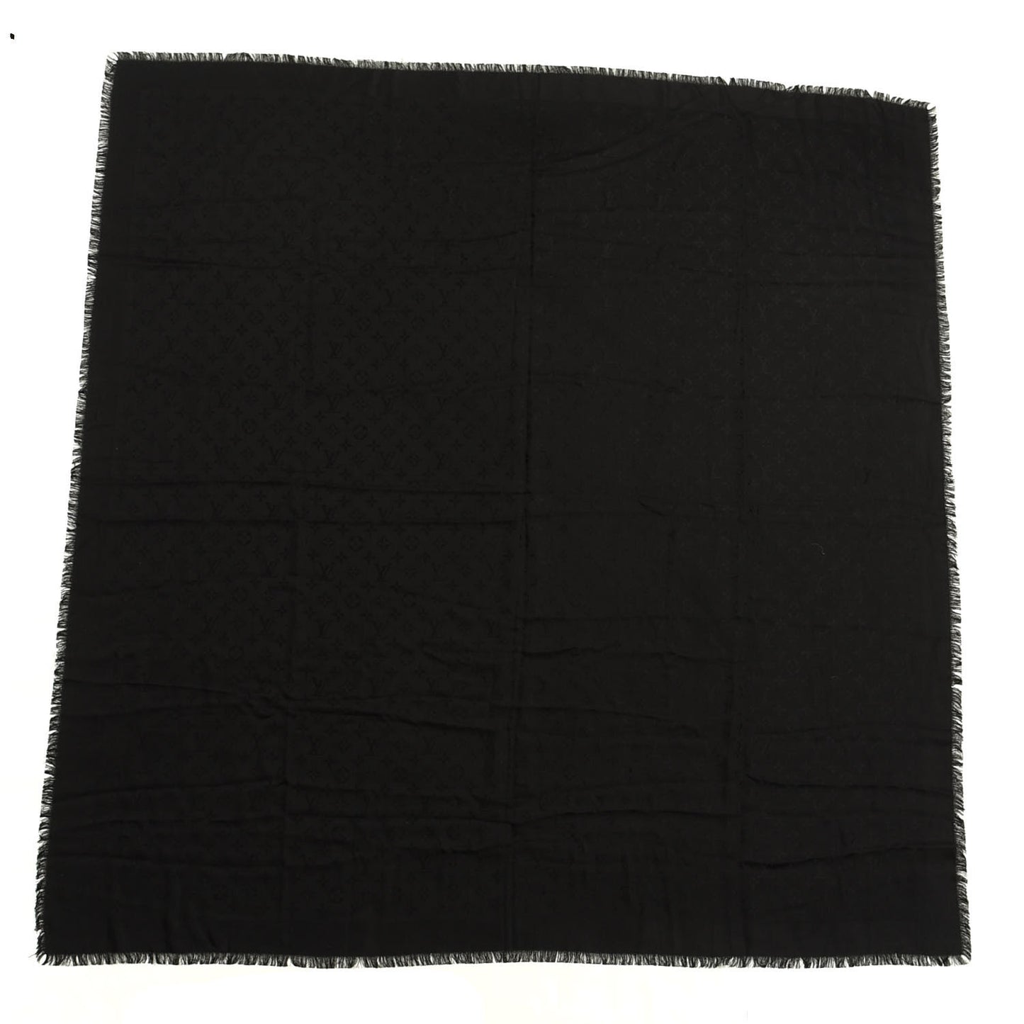 Silk Wool Monogram Shawl Black