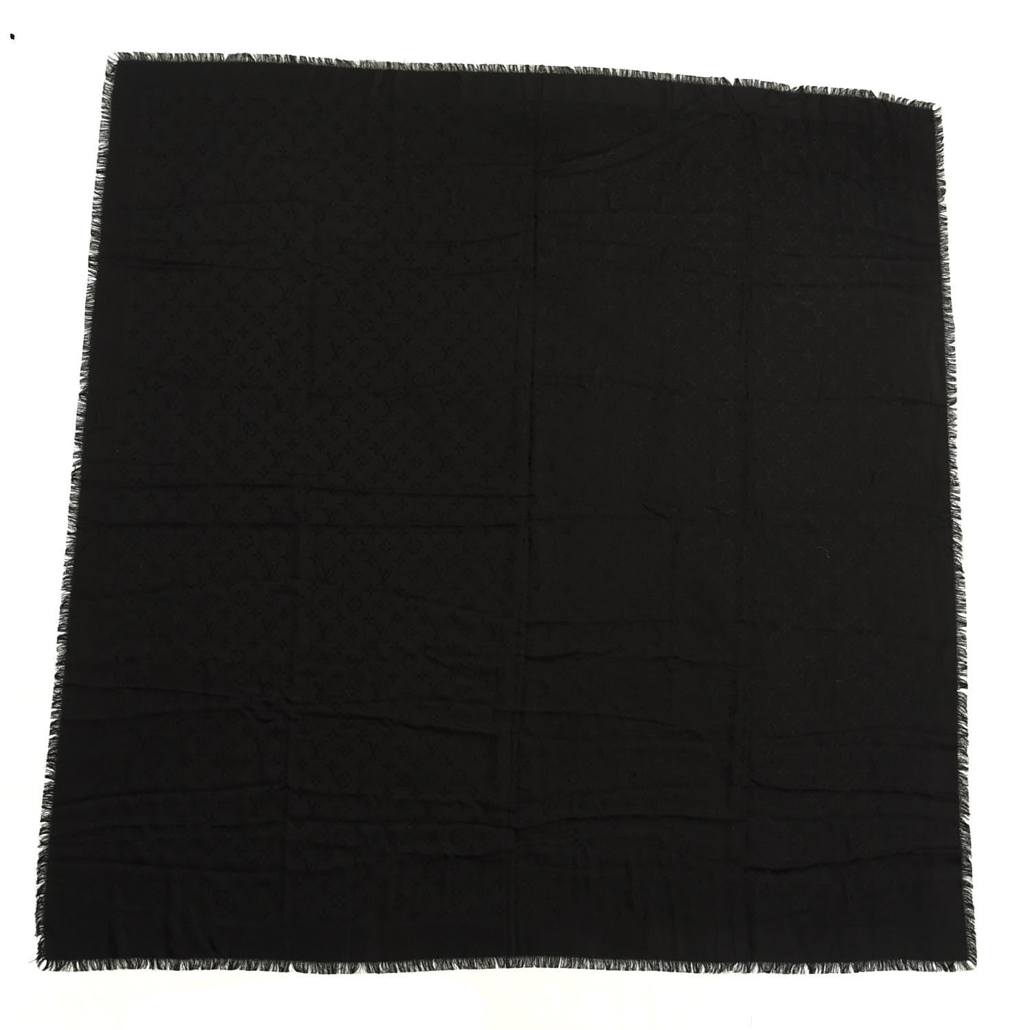 Louis Vuitton Silk Wool Monogram Shawl Black 1 of 3