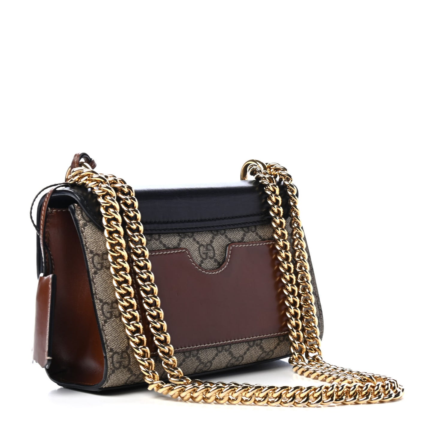 GG Supreme Monogram Calfskin Small Padlock Shoulder Bag Beige Black Cuir