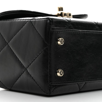Chanel Shiny Calfskin Quilted Small CC Top Handle Box Bag Black 9 of 11