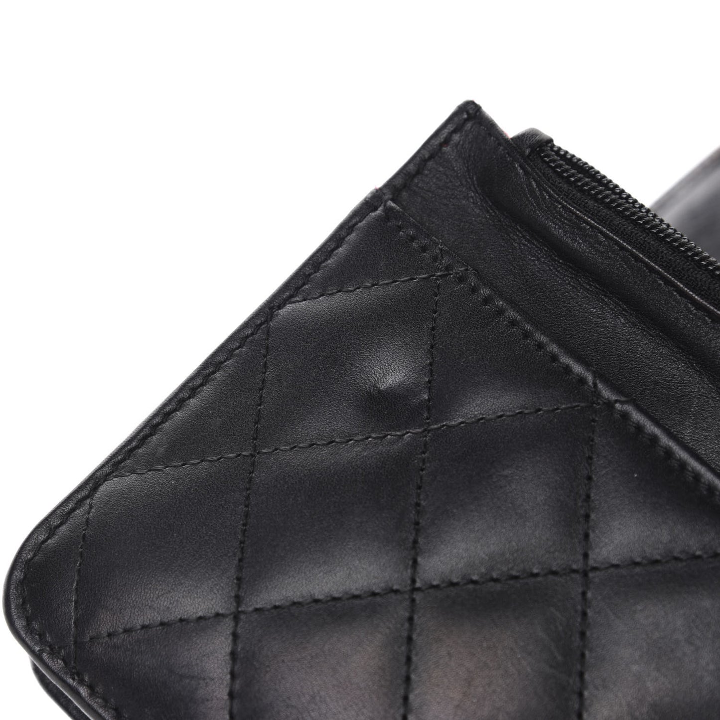 Calfskin Quilted Cambon Wallet On Chain WOC Black