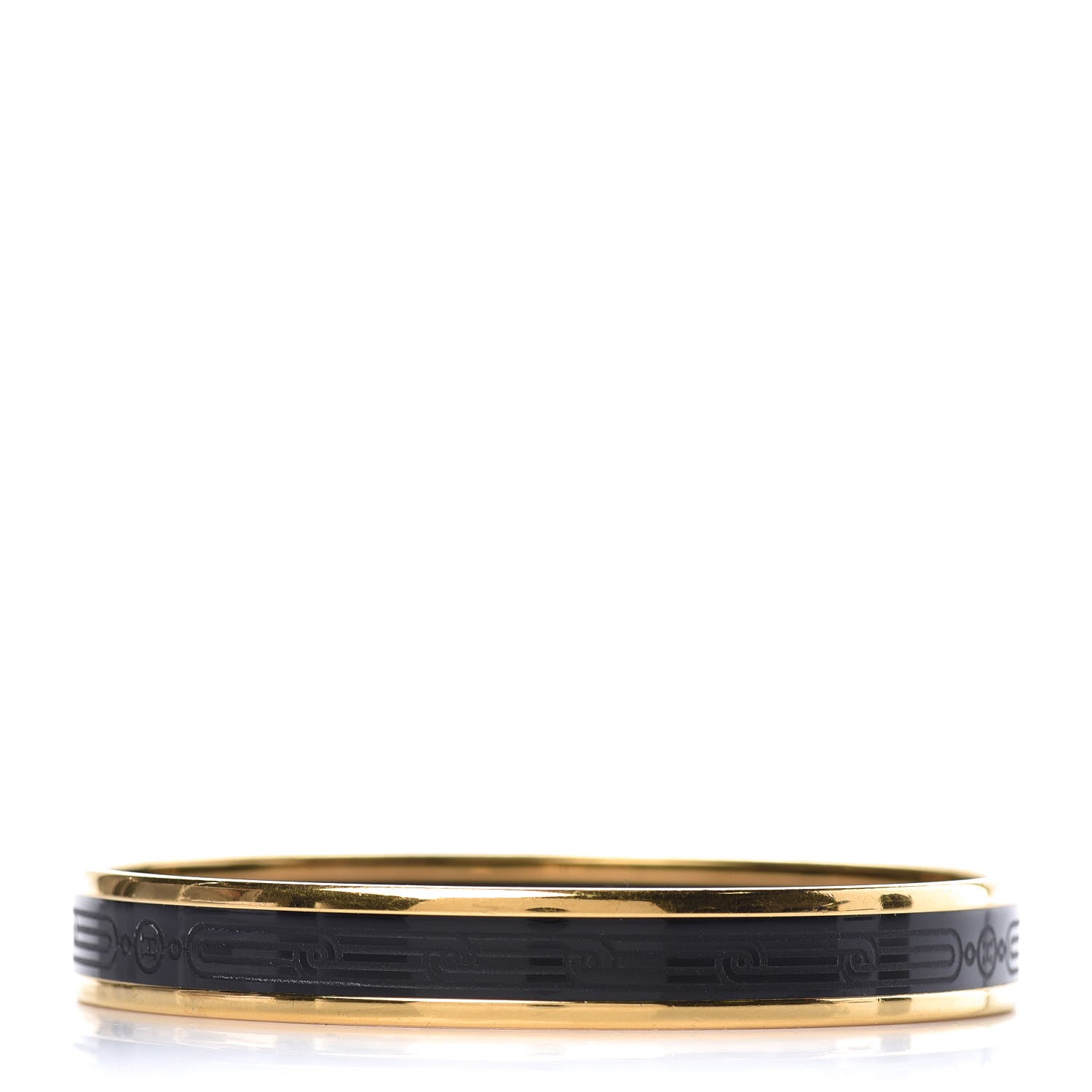 Hermes Enamel Printed Narrow Sellier Bracelet 65 Black 1 of 6