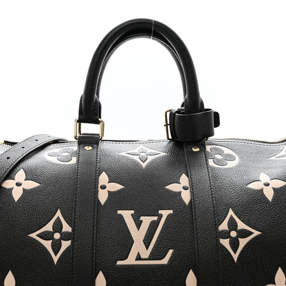 Louis Vuitton Empreinte Monogram Keepall Bandouliere 45 Black Beige 7 of 13