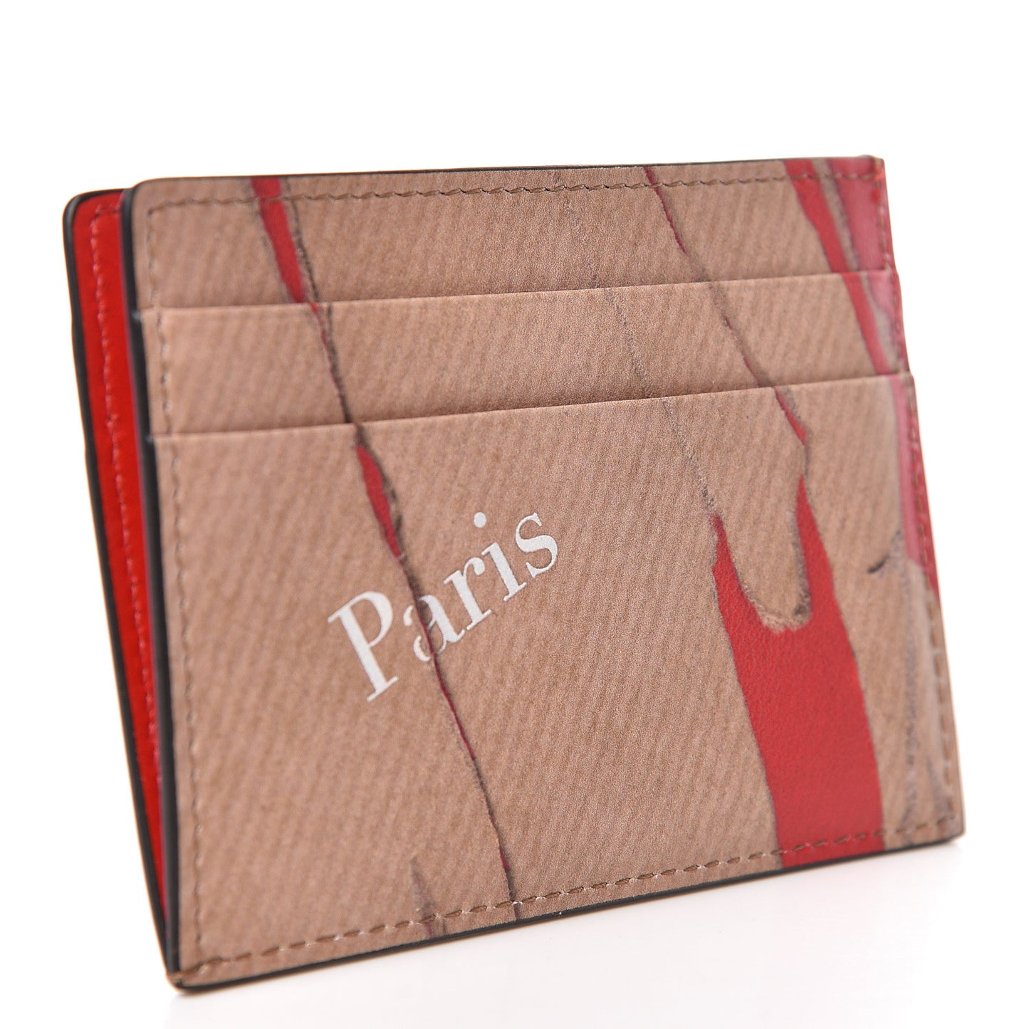 Calfskin Kios Kraft Print Card Holder Kraft