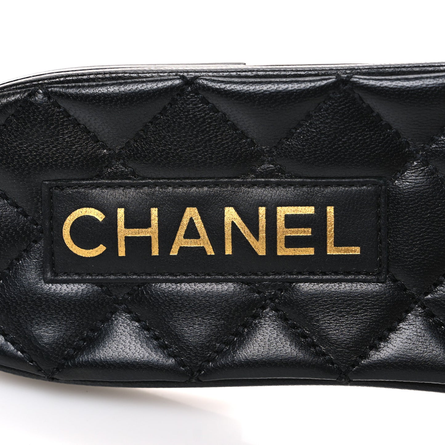 Shiny Goatskin Quilted CC Mules Sandals 40 Black