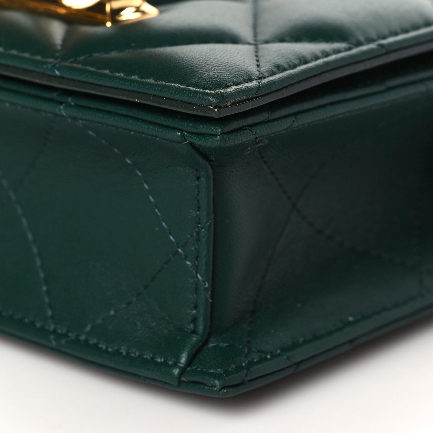 Lambskin Quilted Knuckle Shoulder Bag Green