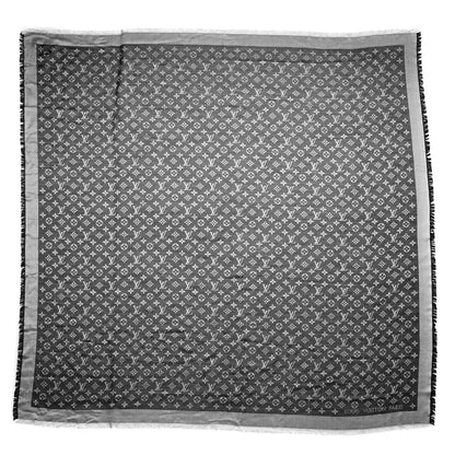 Louis Vuitton Silk Wool Monogram Denim Shawl Black 1 of 10
