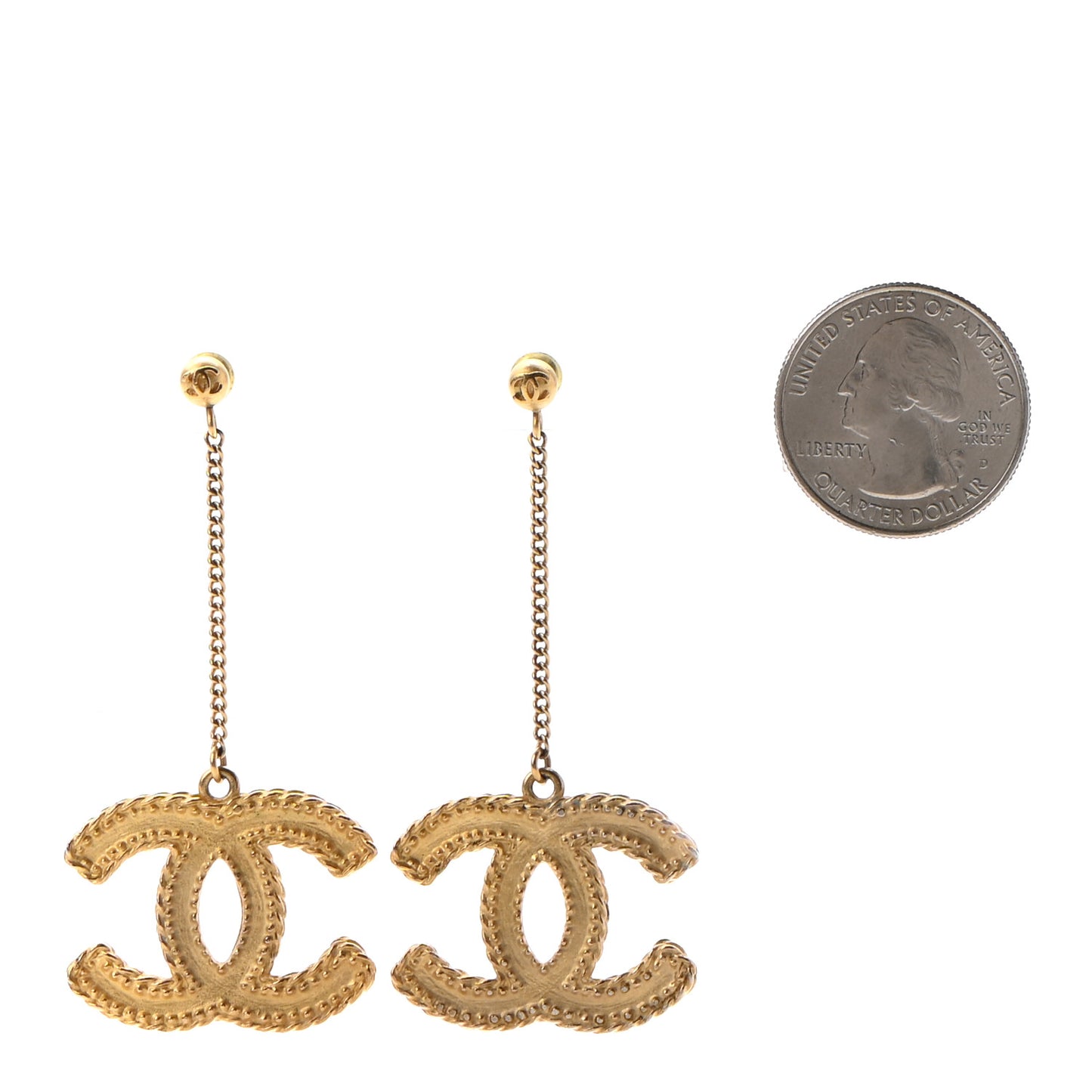 CC Drop Earrings Matte Gold