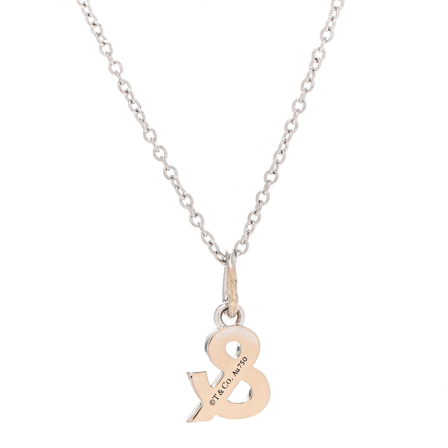 Tiffany 18K White Gold Diamond Small Ampersand Pendant Necklace 4 of 7