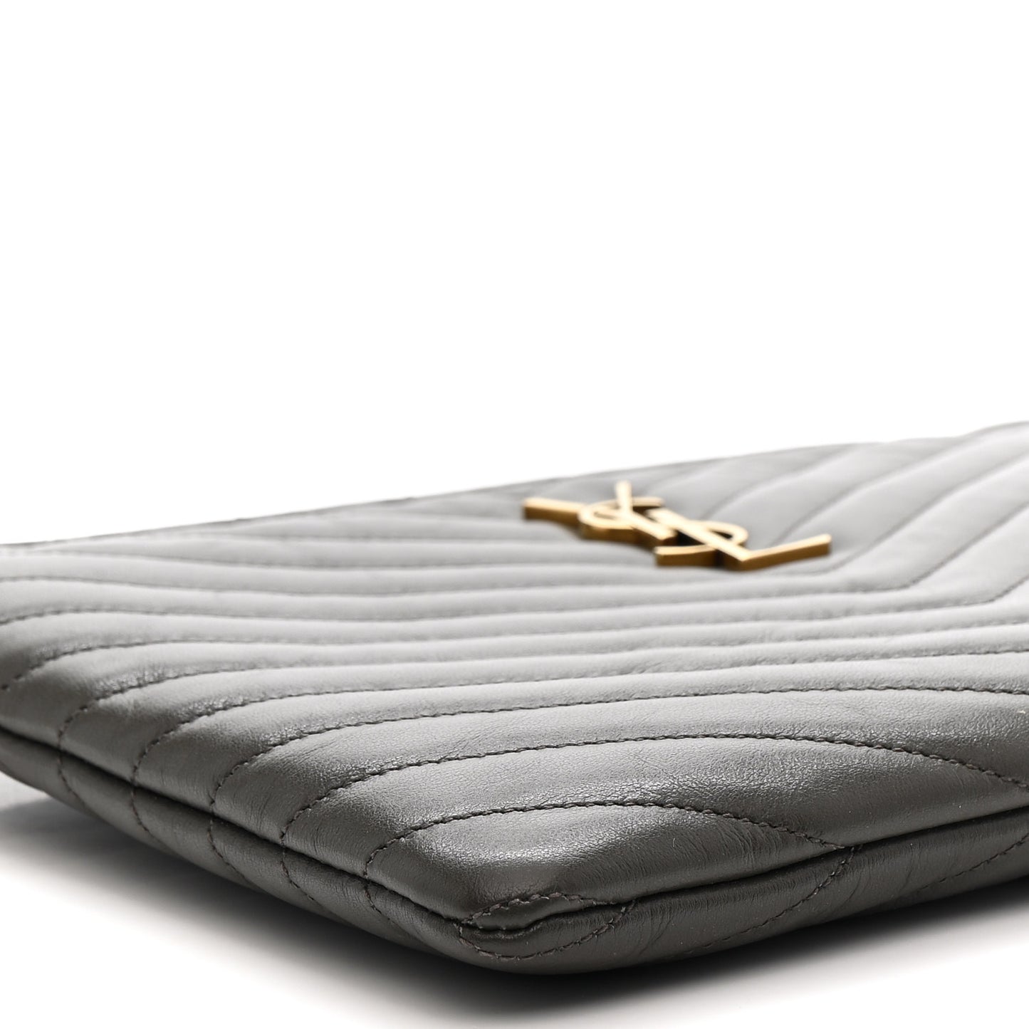 Calfskin Matelasse Chevron Monogram A5 Wristlet Earth