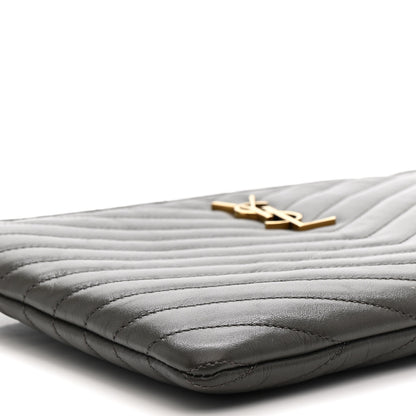 Saint Laurent Calfskin Matelasse Chevron Monogram A5 Wristlet Earth 9 of 10