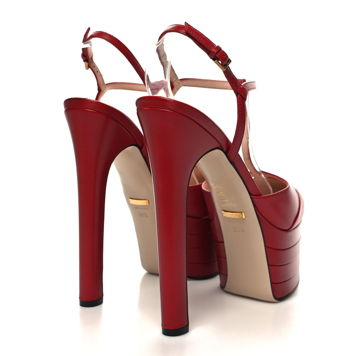 Malaga Kid Angel T-Strap Platform High Heel Pumps 38.5 Red