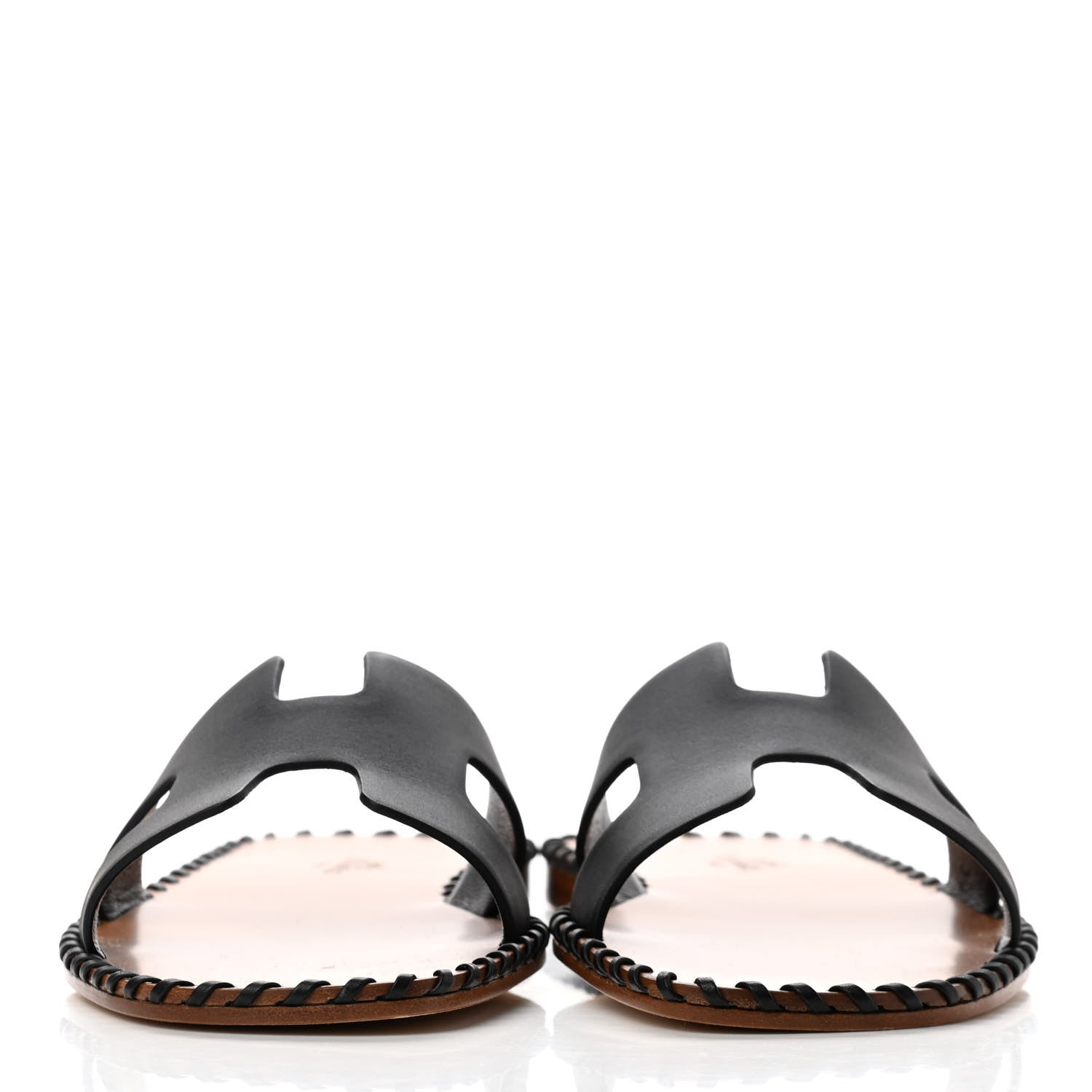 Hermes Box Calfskin Braided Oran Sandals 37 Black 2 of 9