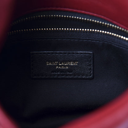 Saint Laurent Lambskin Quilted Toy Loulou Puffer Monogram Chain Satchel Red 8 of 12