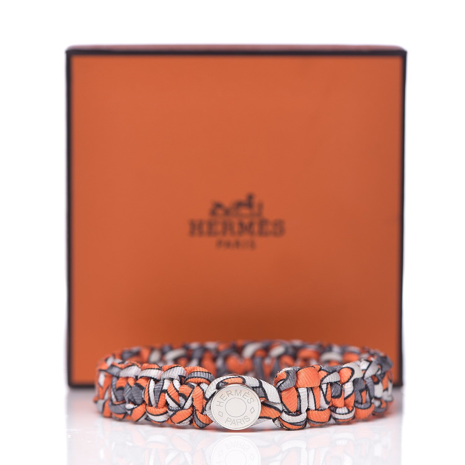 Hermes Silk Twill Kid Bracelet L Orange 5 of 5