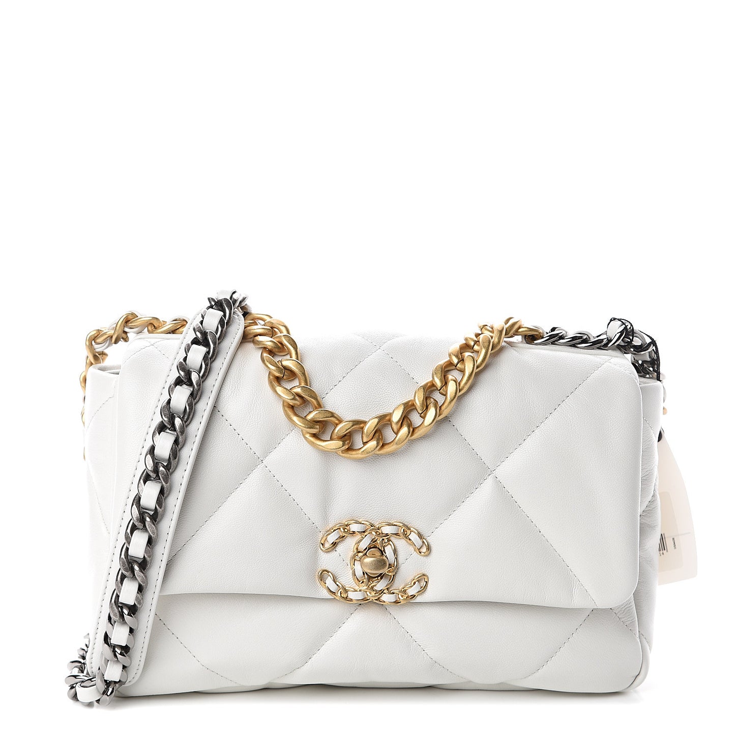 Goatskin Quilted Medium 19 Flap White