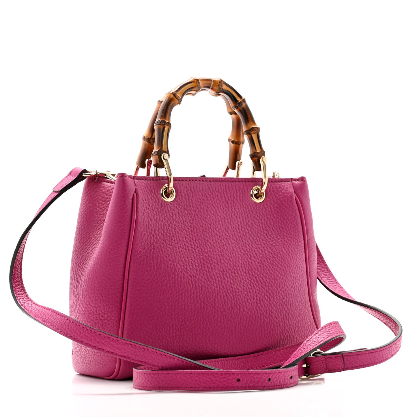 Calfskin Mini Bamboo Shopper Tote Bright Bougainvillea
