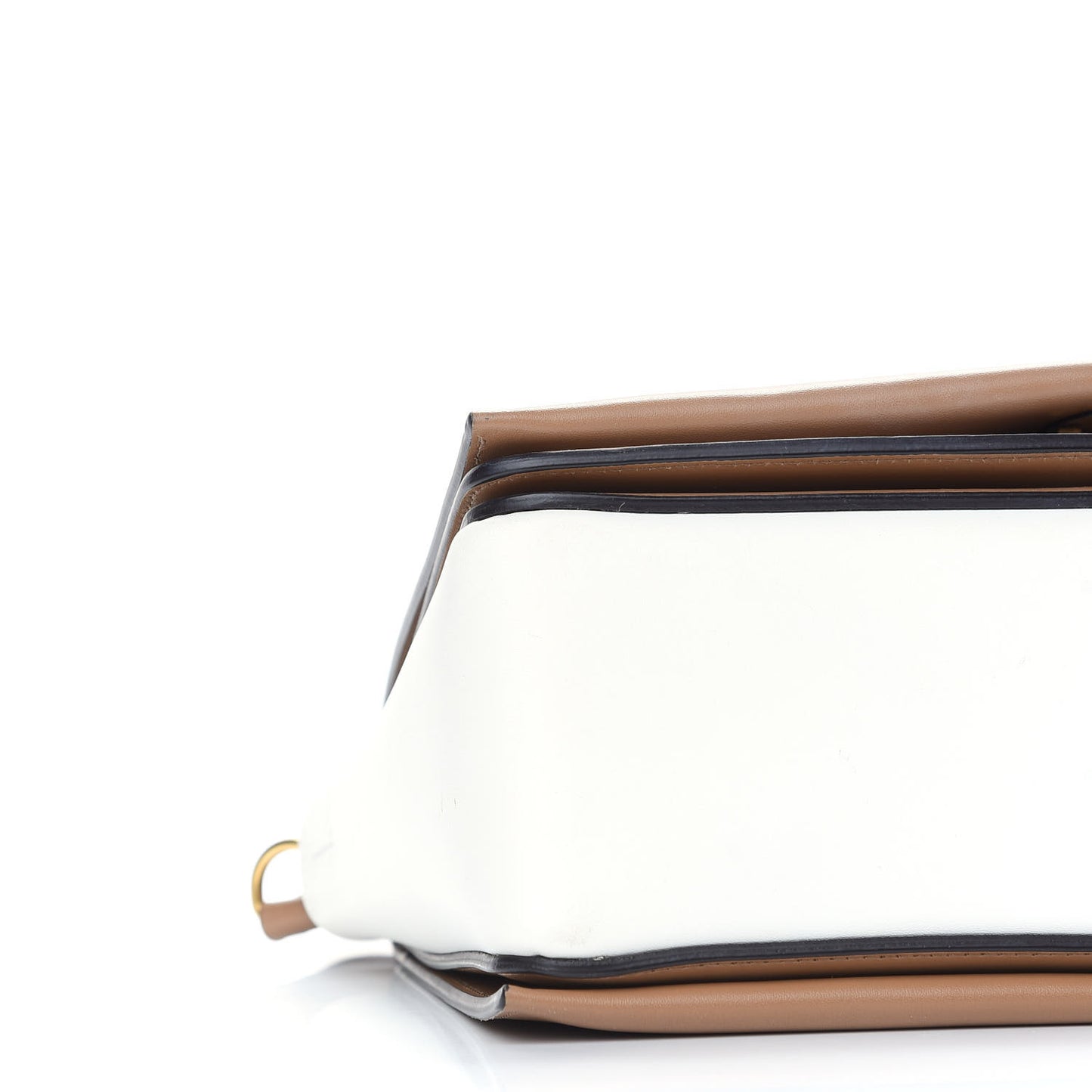 Shiny Smooth Calfskin Medium Frame Shoulder Bag Tan Optic White
