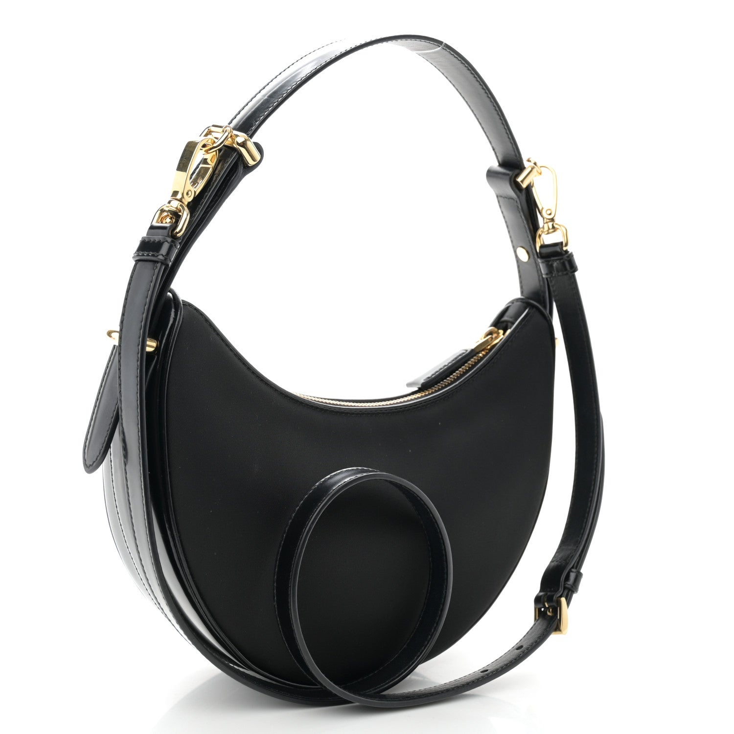 Prada Re-Nylon Spazzolato Small Arque Shoulder Bag Black 4 of 11