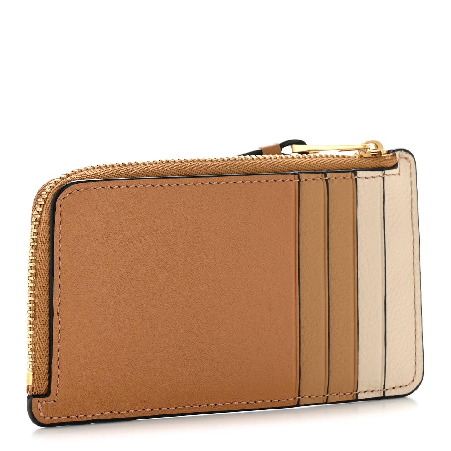 Calfskin Puzzle Colorblock Coin Card Holder Dune