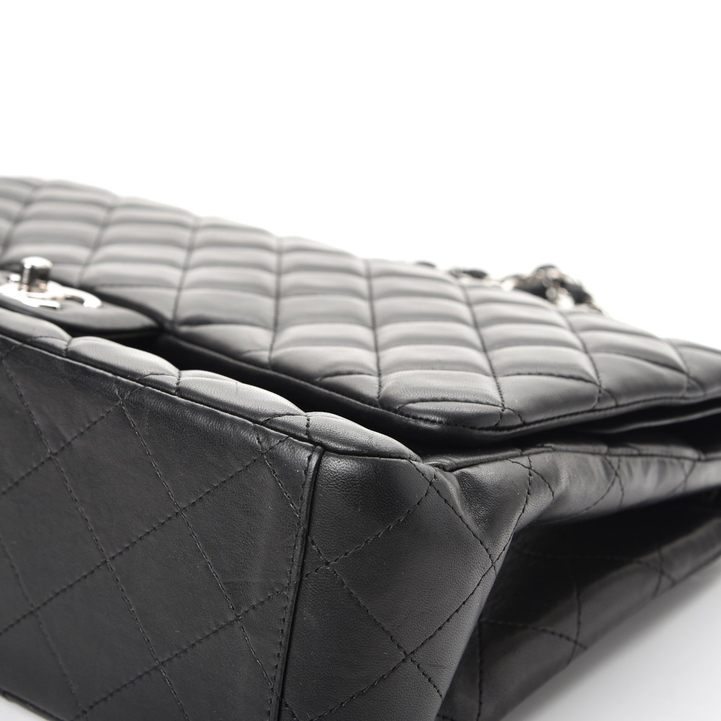 Lambskin Quilted Maxi Double Flap Black