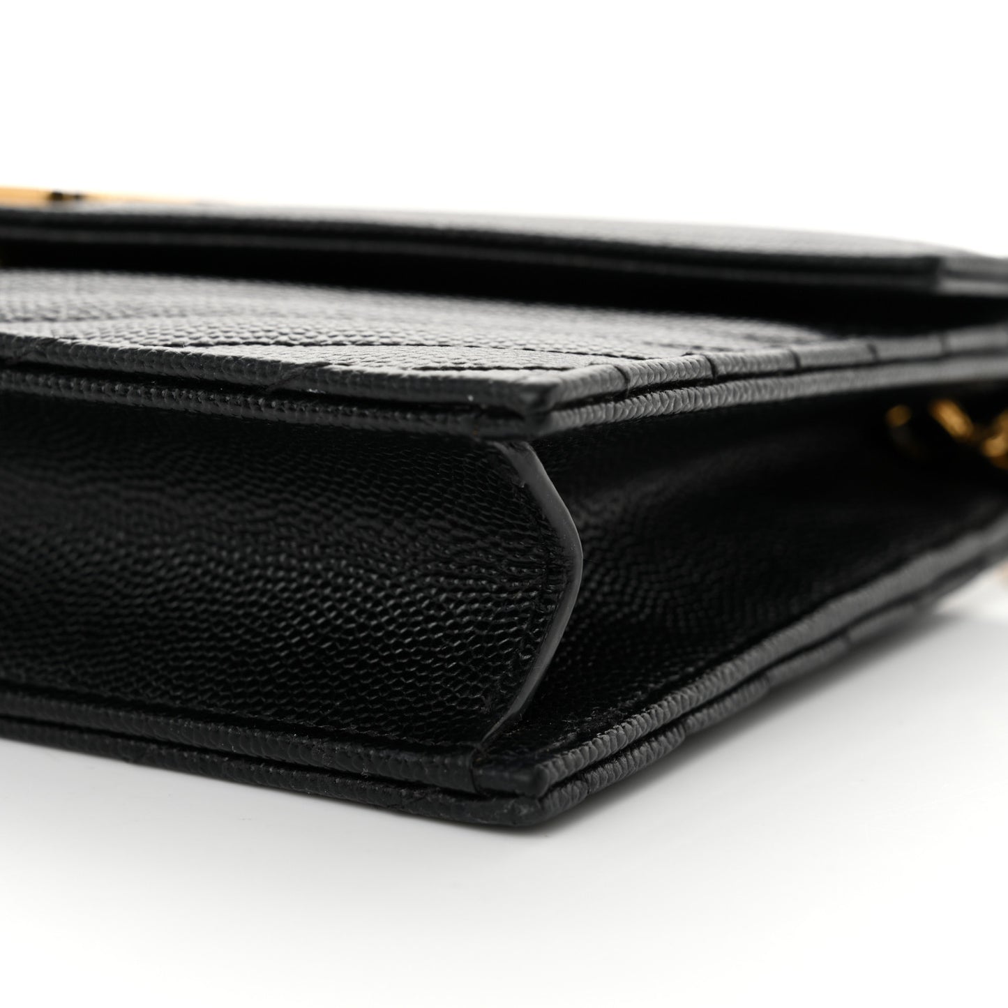 Grain De Poudre Matelasse Chevron Monogram Envelope Chain Wallet Black
