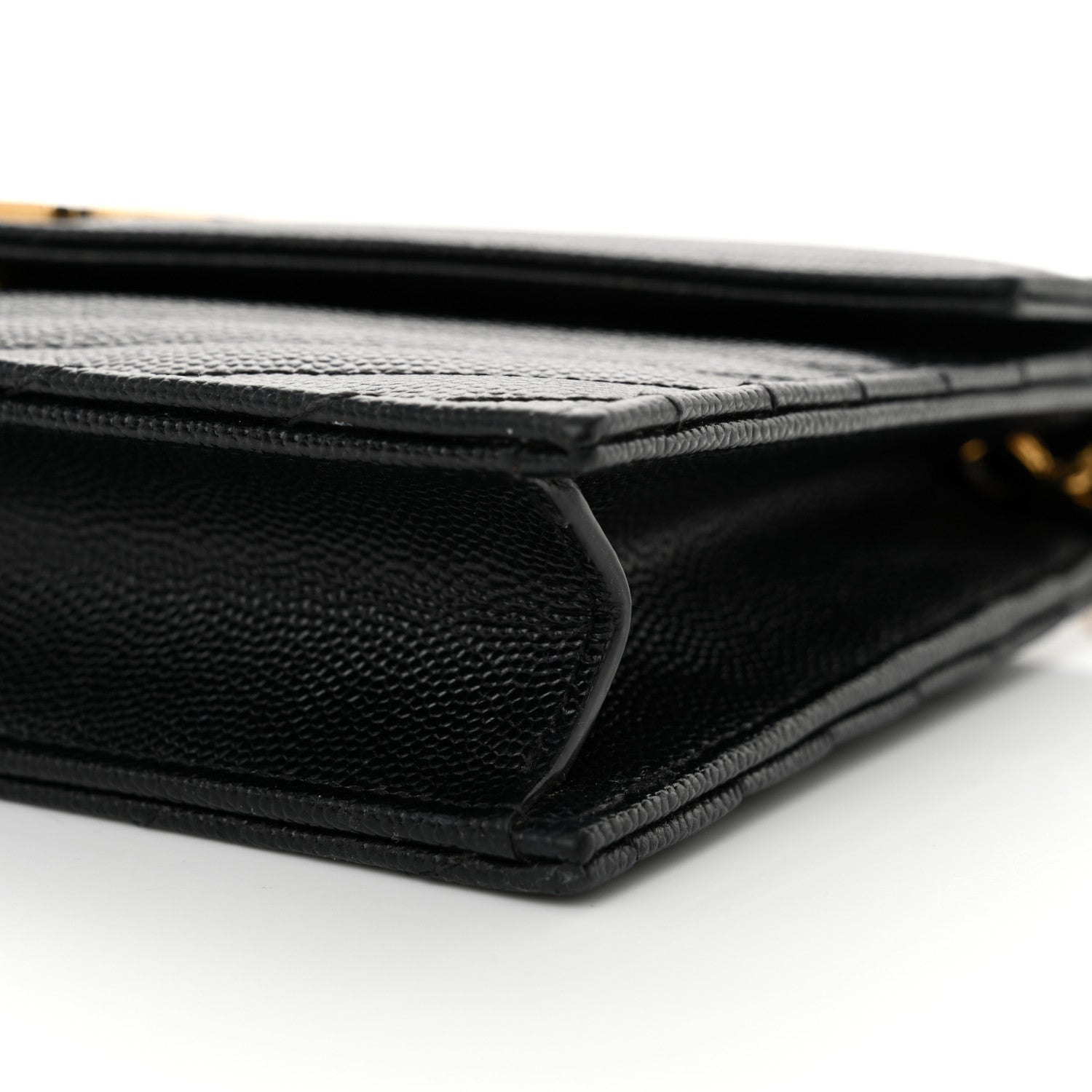 Saint Laurent Grain De Poudre Matelasse Chevron Monogram Envelope Chain Wallet Black 10 of 14