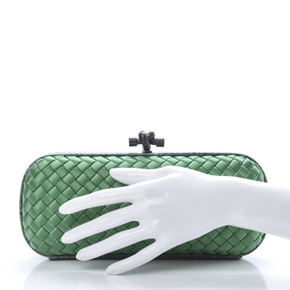 Bottega Veneta Satin Intreccio Impero Ayers Stretch Knot Clutch Emerald 2 of 7