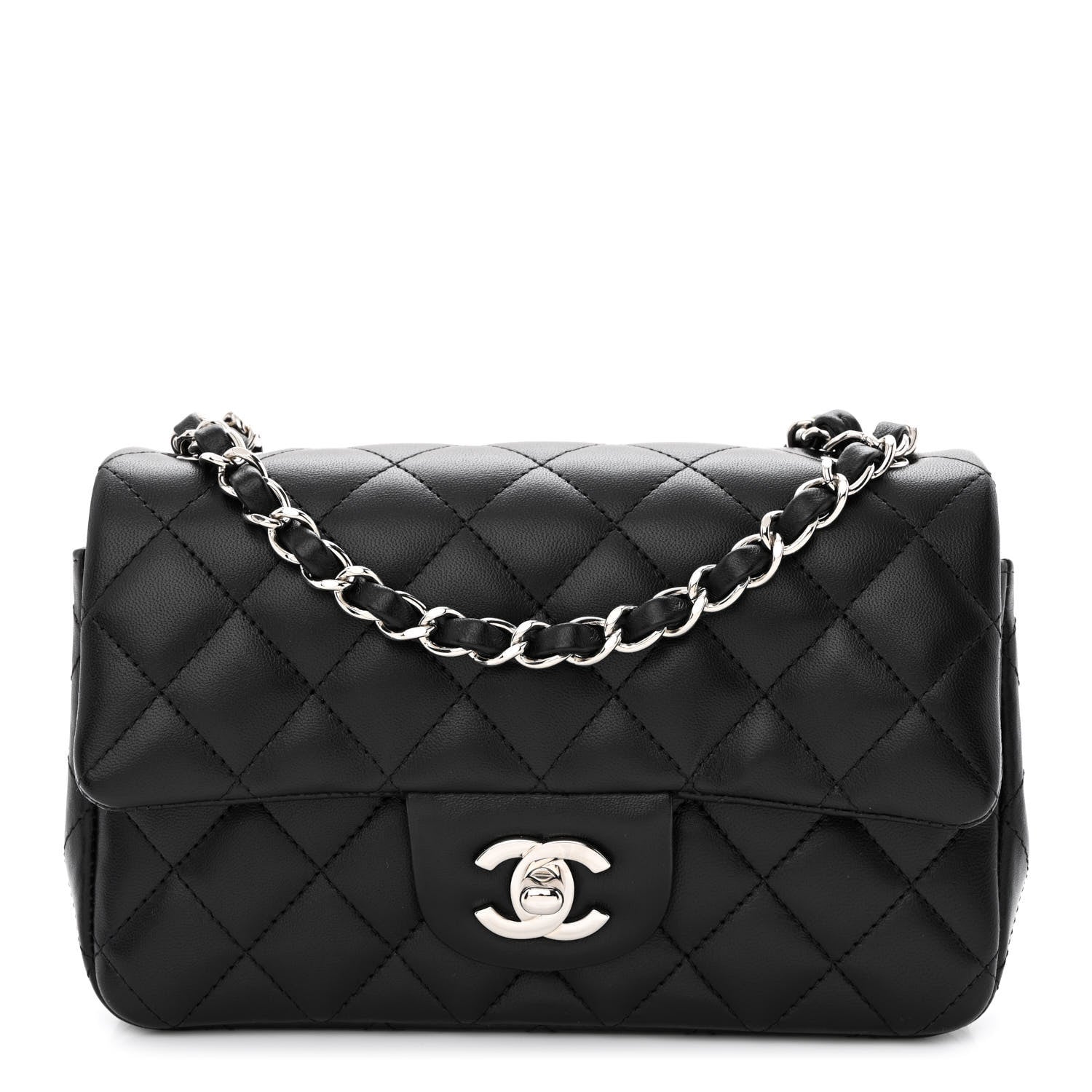 Chanel Lambskin Quilted Mini Rectangular Flap Black 2 of 11