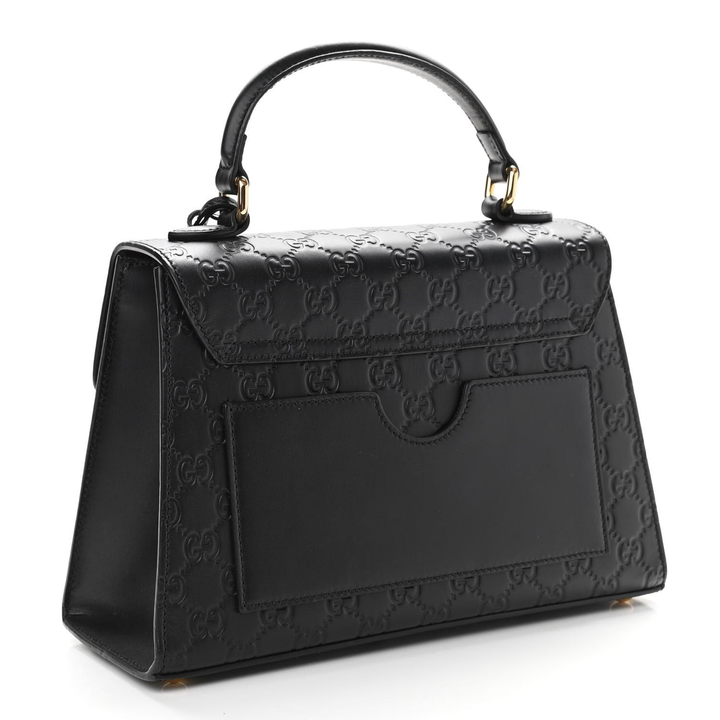 Guccissima Signature Small Padlock Top Handle Bag Black