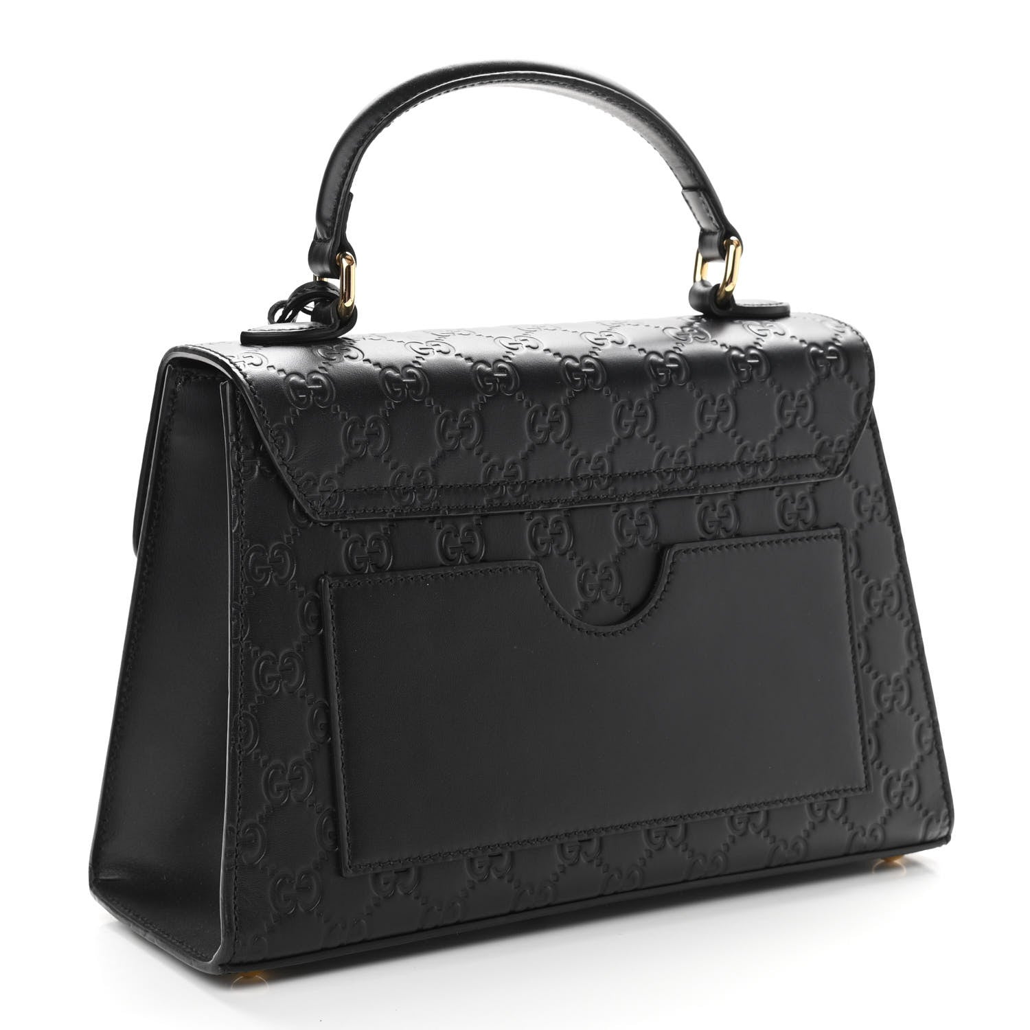Gucci Guccissima Signature Small Padlock Top Handle Bag Black 3 of 10