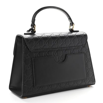 Gucci Guccissima Signature Small Padlock Top Handle Bag Black 3 of 10