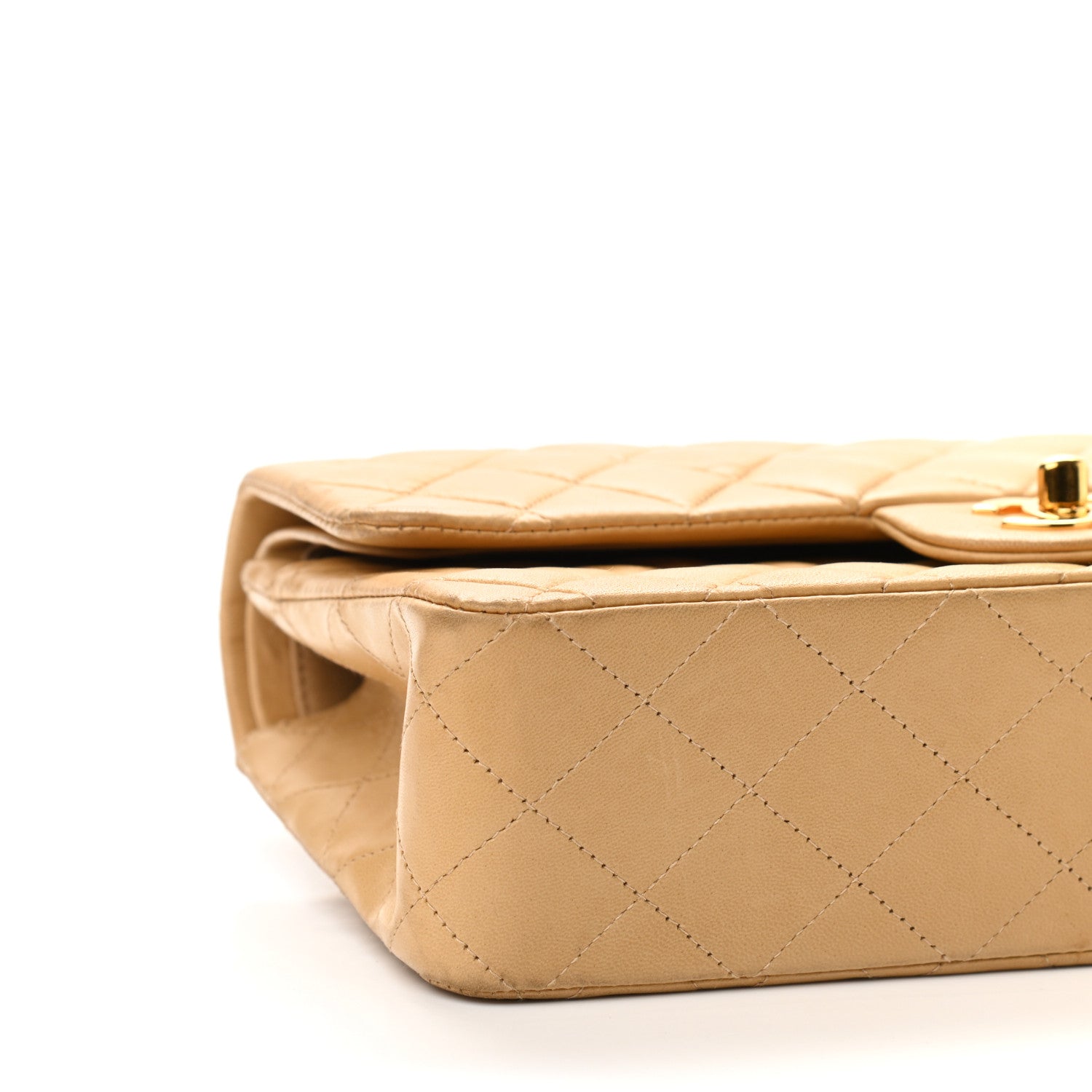 Chanel Lambskin Quilted Medium Double Flap Beige 8 of 17