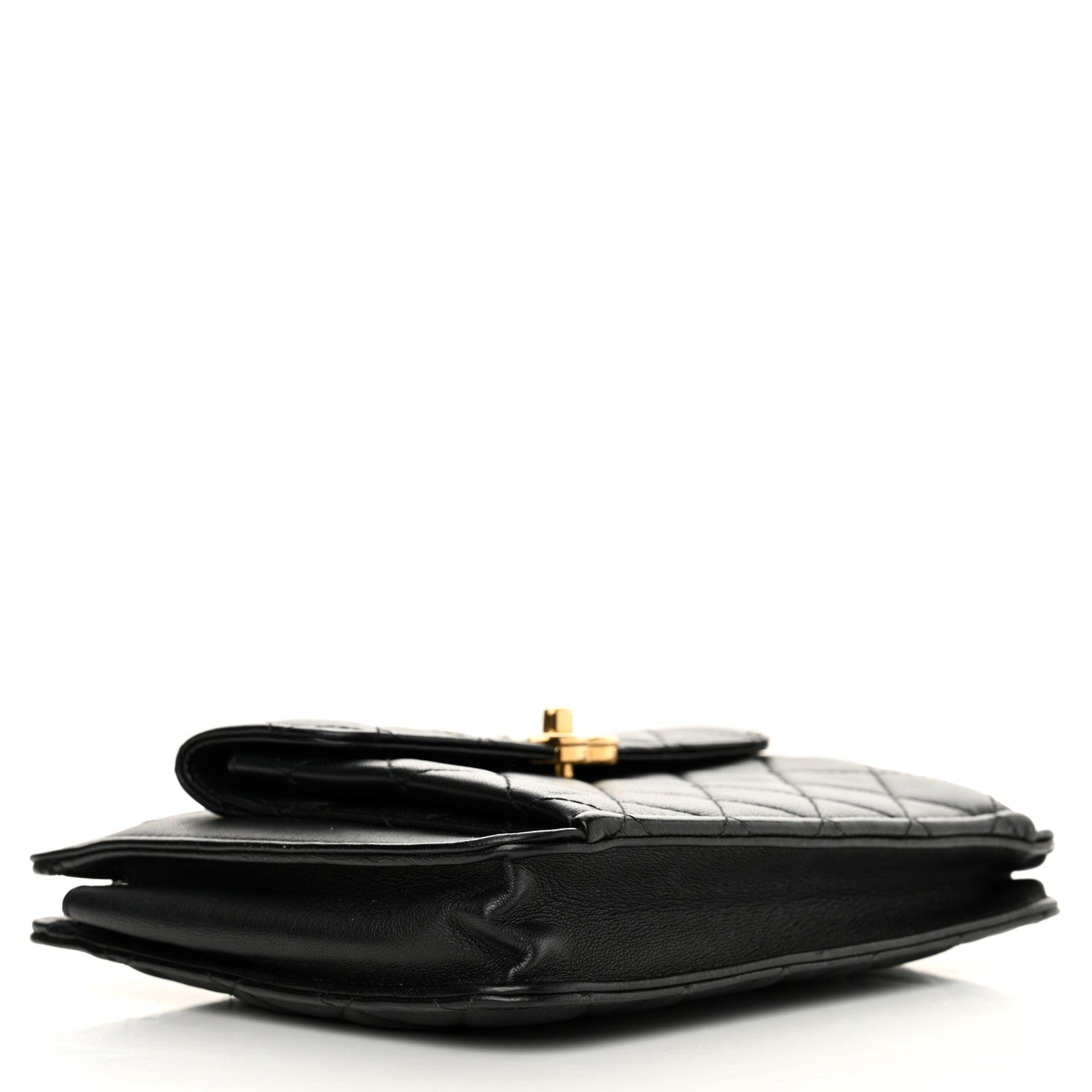 Chanel Lambskin Quilted Square Front Pocket Clutch With Chain Black 4 of 14