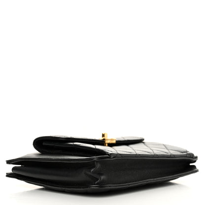 Chanel Lambskin Quilted Square Front Pocket Clutch With Chain Black 4 of 14