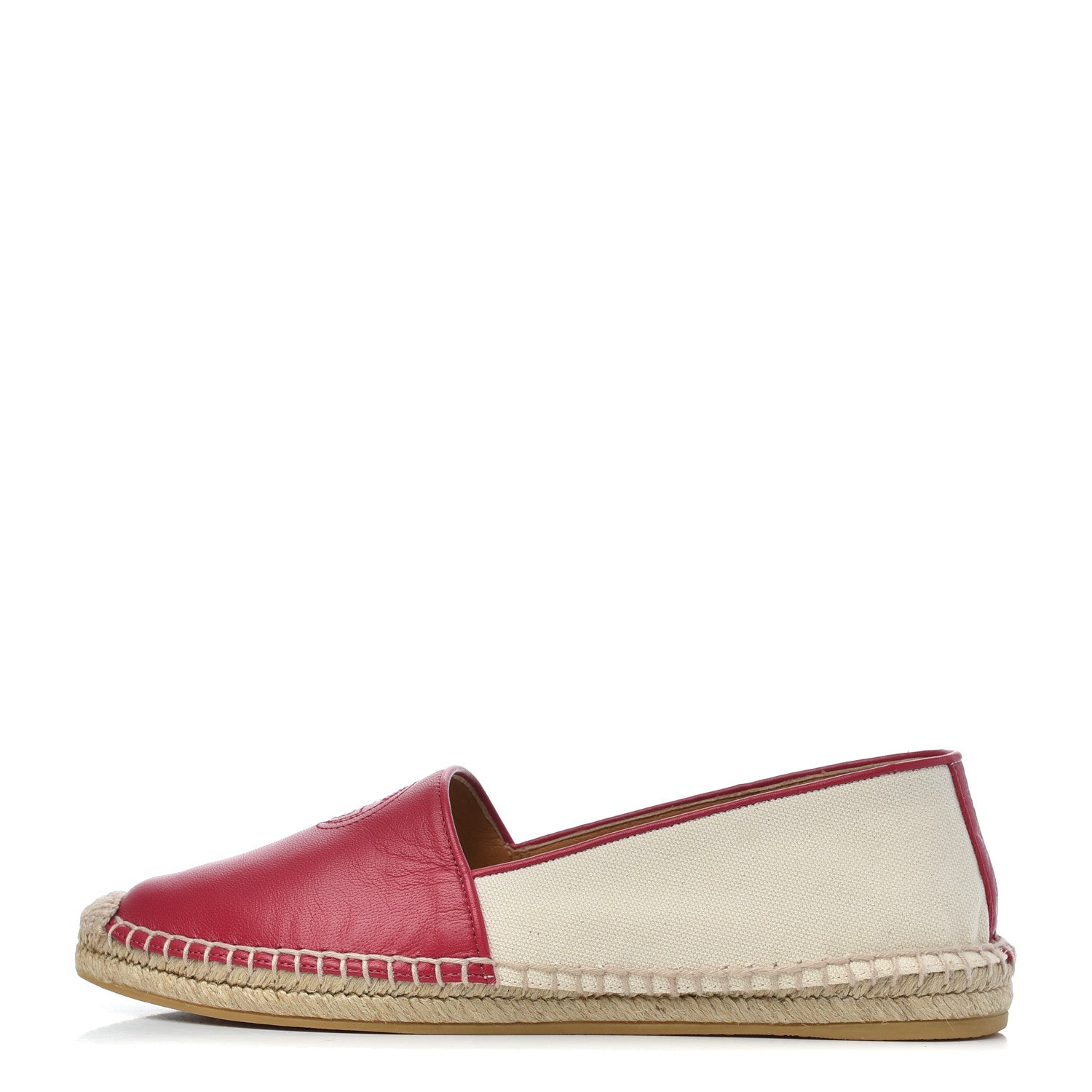Gucci Calfskin Canvas Espadrilles 37.5 Greggio Petunia 1 of 17