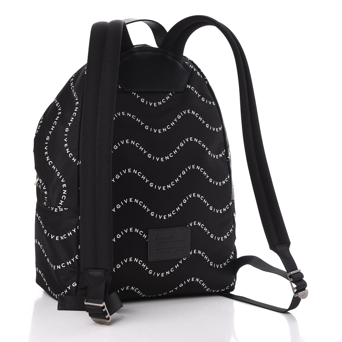Nylon Waves Print Urban Backpack Black White
