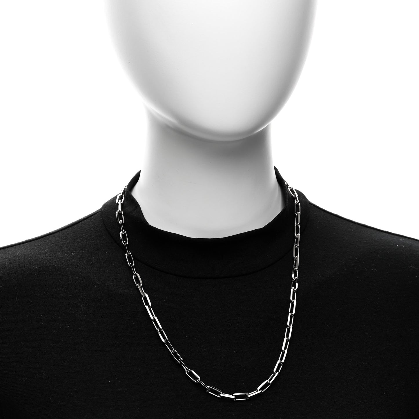 18K White Gold Medium Santos De Cartier Link Necklace