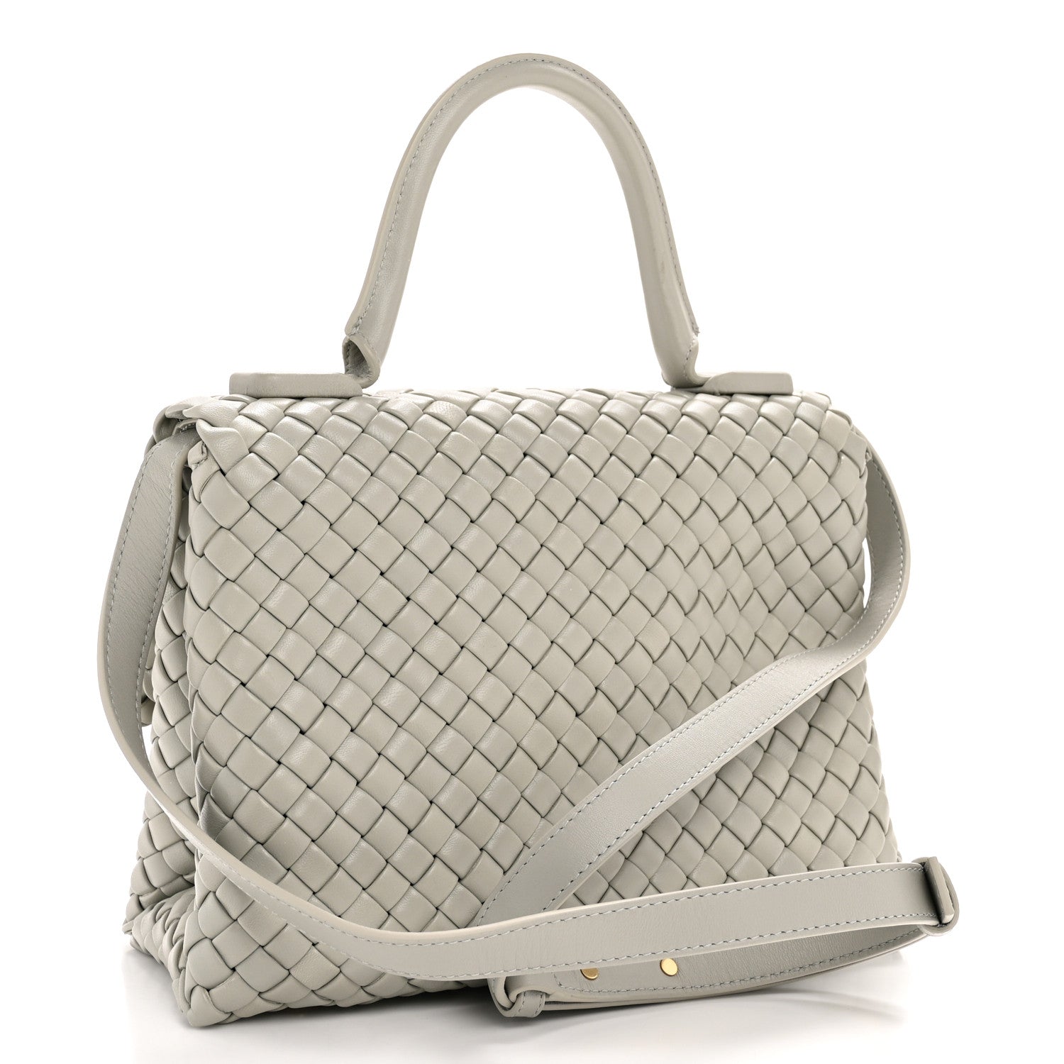 Bottega Veneta Nappa Intrecciato Patti Top Handle Bag Agate Grey