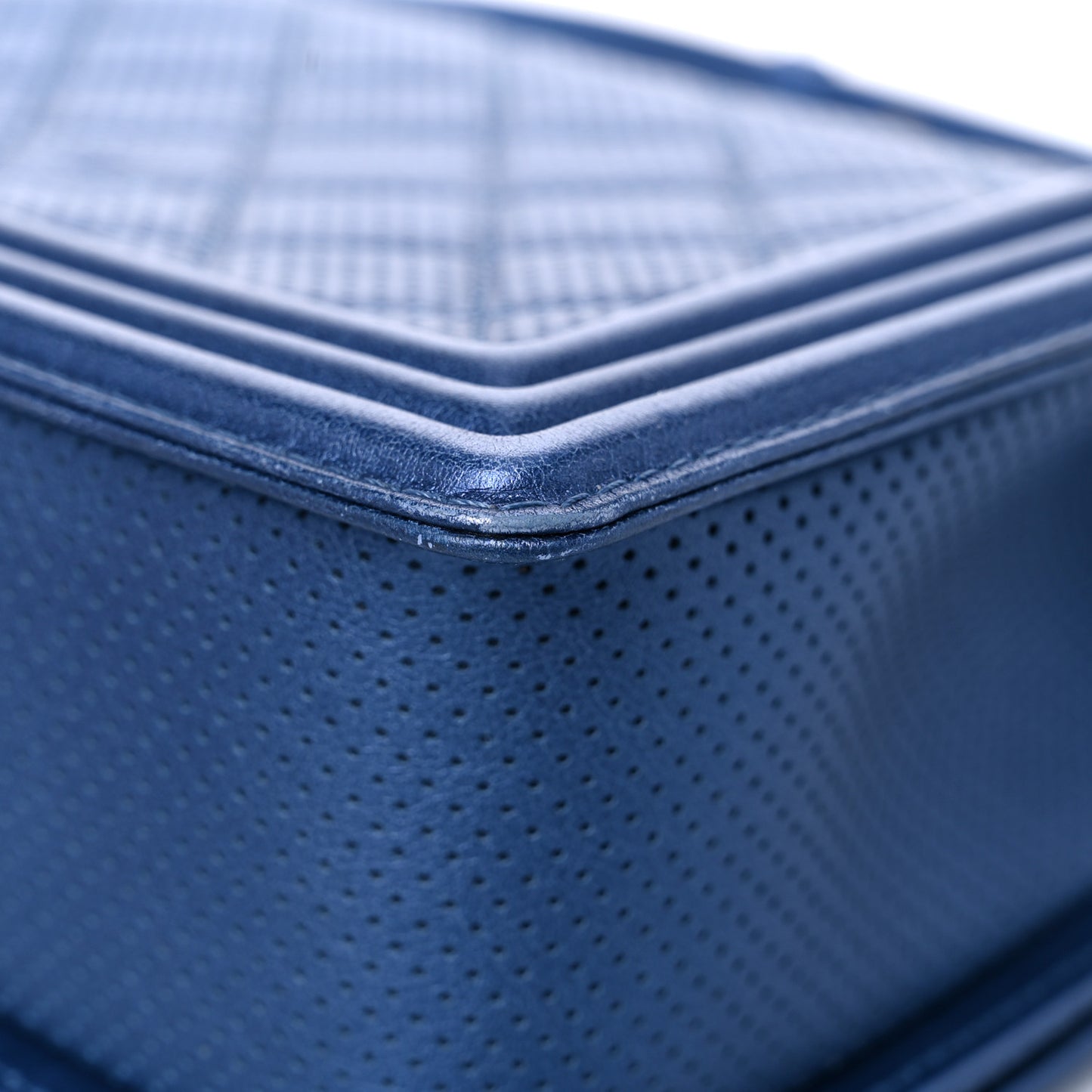Perforated Lambskin Quilted New Medium Boy Flap Blue