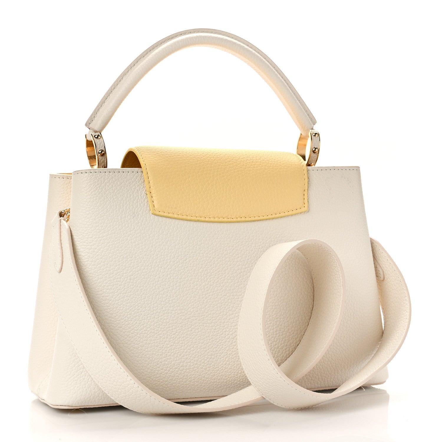 Louis Vuitton Taurillon Capucines MM Cream Plume Yellow 3 of 8