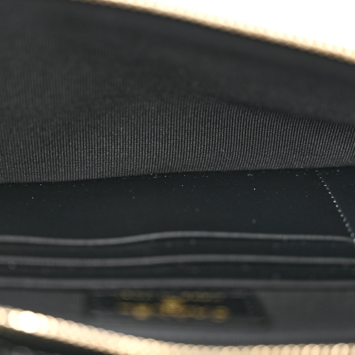 Shiny Crumpled Calfskin Quilted Clutch With Chain Black