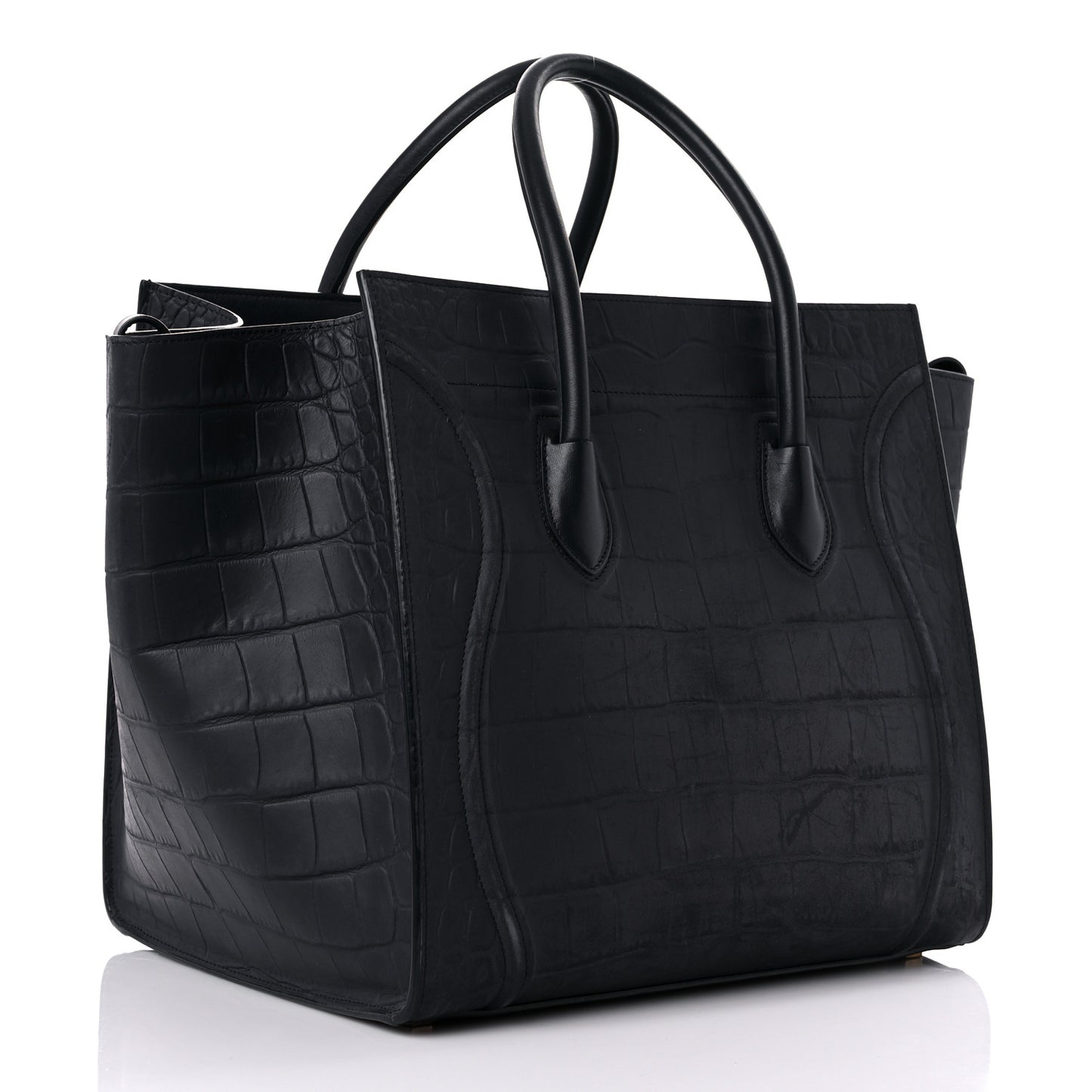 Crocodile Embossed Calfskin Medium Phantom Luggage Navy Blue