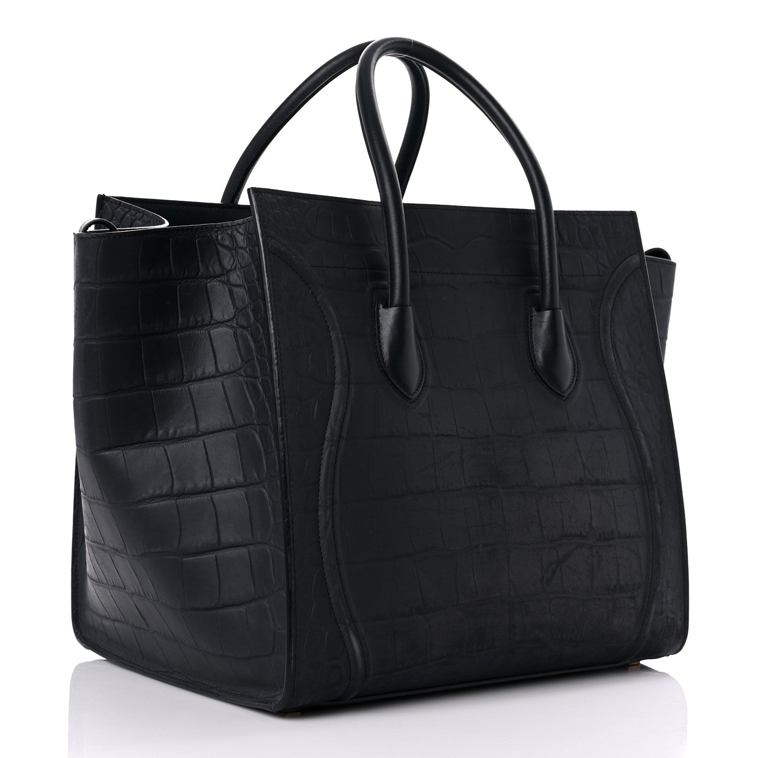 Celine Crocodile Embossed Calfskin Medium Phantom Luggage Navy Blue 2 of 25