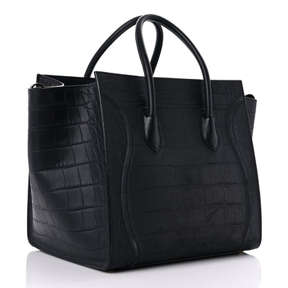 Celine Crocodile Embossed Calfskin Medium Phantom Luggage Navy Blue 2 of 25