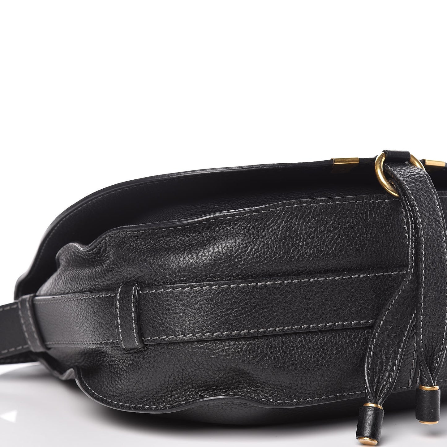 Calfskin Medium Marcie Round Crossbody Bag Black