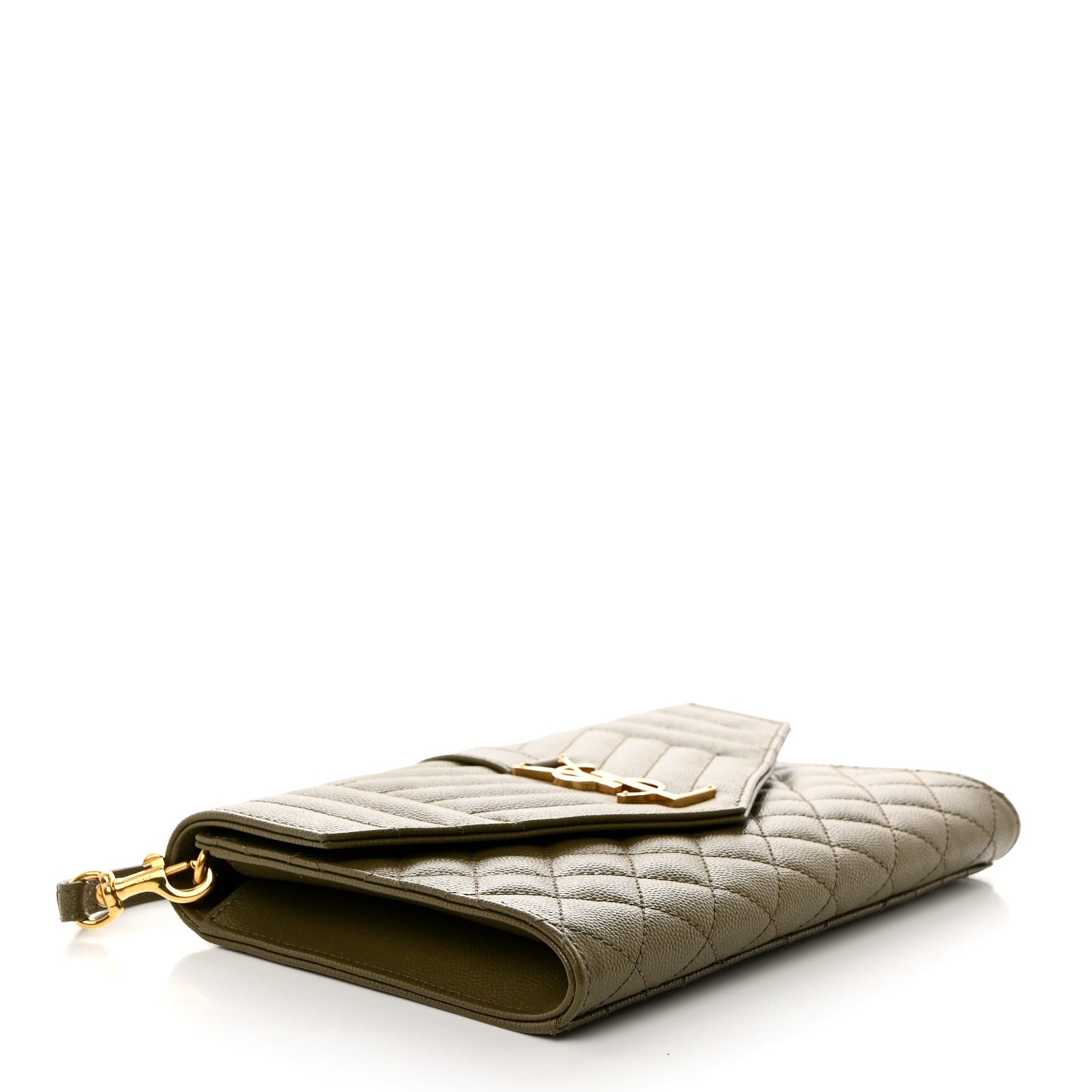 Grain De Poudre Textured Mixed Matelasse Triquilt Monogram Clutch Vert Kaki