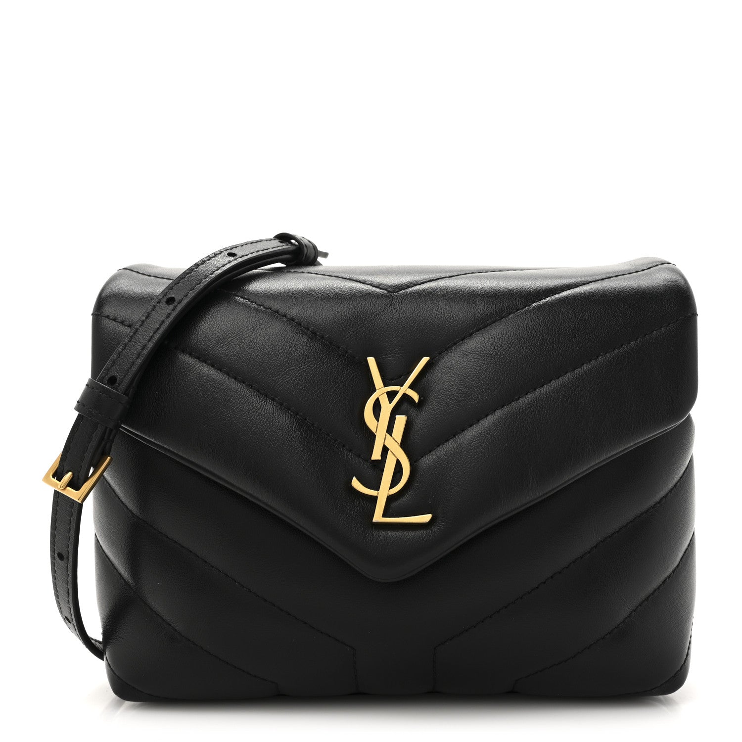 Saint Laurent Calfskin Y Quilted Monogram Toy Loulou Crossbody Bag Black 1 of 14