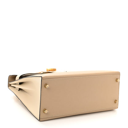 Hermes Epsom Bi-Color Horseshoe Kelly Sellier 28 Trench Craie 4 of 11