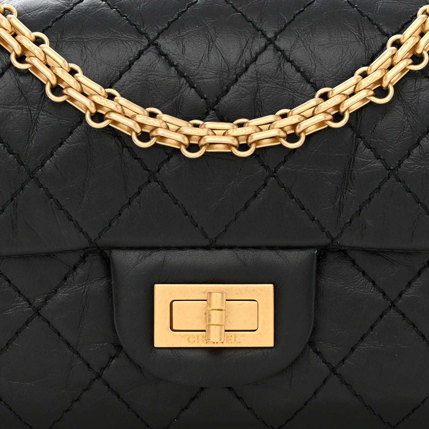 Aged Calfskin Quilted 2.55 Reissue Mini Flap Black